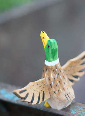 新疆包邮鹿妖商店 自由鸭 救赎鸭 绿头鸭木雕 木鸭子 纯手工雕刻