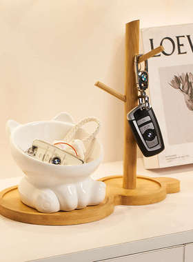 轻奢陶瓷入户玄关钥匙收纳摆件门口鞋柜托盘置物架放钥匙的收纳盒