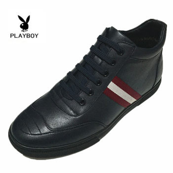 Playboy men's warm velvet high-top leatherแท้ casual shoes for men 7535A306523-1 306522-1