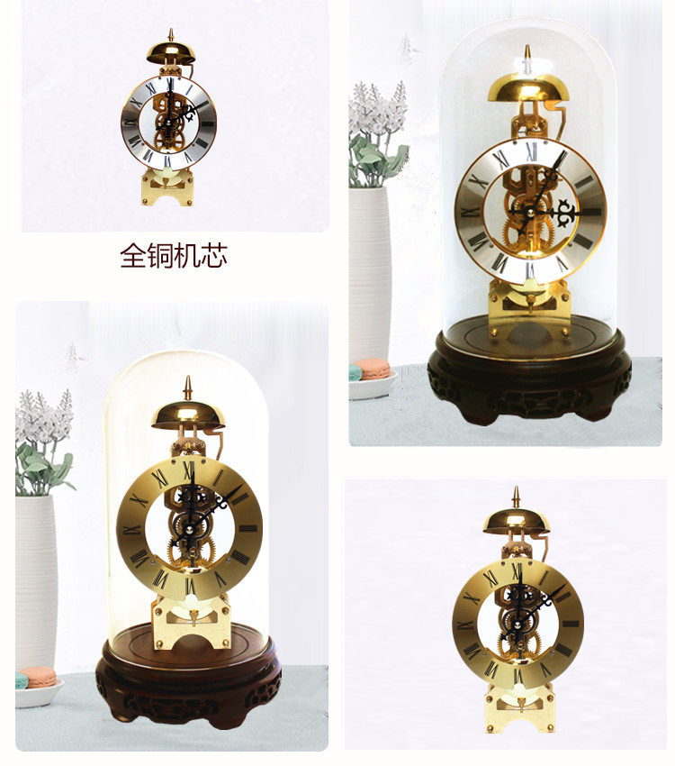 机械座钟老式上弦链发条纯铜机芯机械敲点实木报时客厅机械挂钟表_虎窝淘