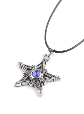 欧美饰品动漫镶钻五芒星项链