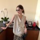 MOOTEA Lyocell Swing Collar ເສື້ອຍືດຜູ້ຍິງສີຂາວ