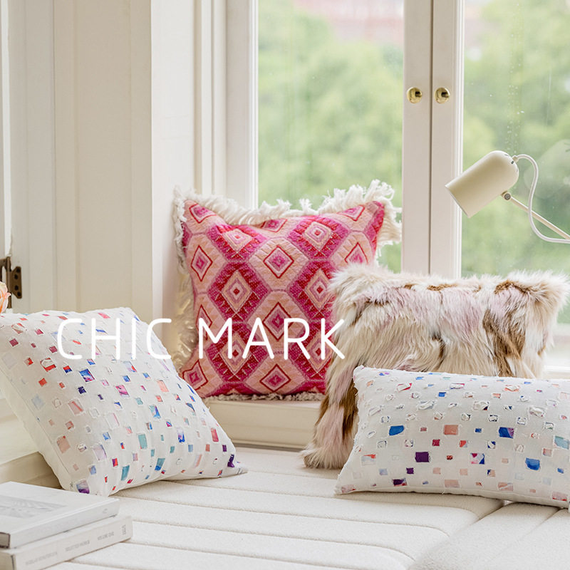 美式色织轻奢粉红复古高级感抱枕少女风靠垫套沙发靠枕民宿样板间,淘宝优惠券,粉丝福利购,淘宝优惠卷