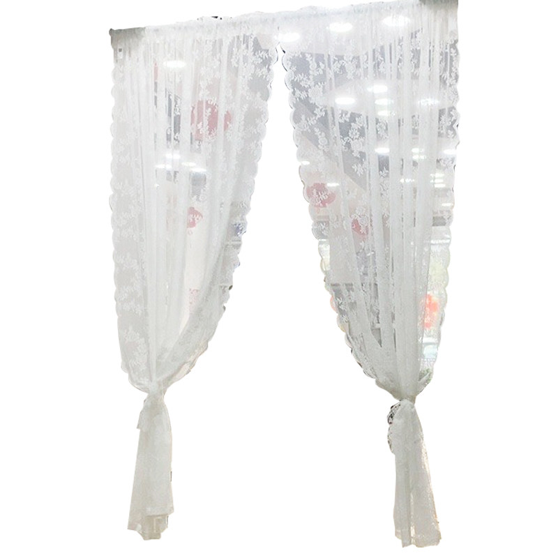 免打孔魔术贴窗帘窗纱帘法式门帘蕾丝客厅阳台飘窗门帘隔断穿杆帘 - 图3