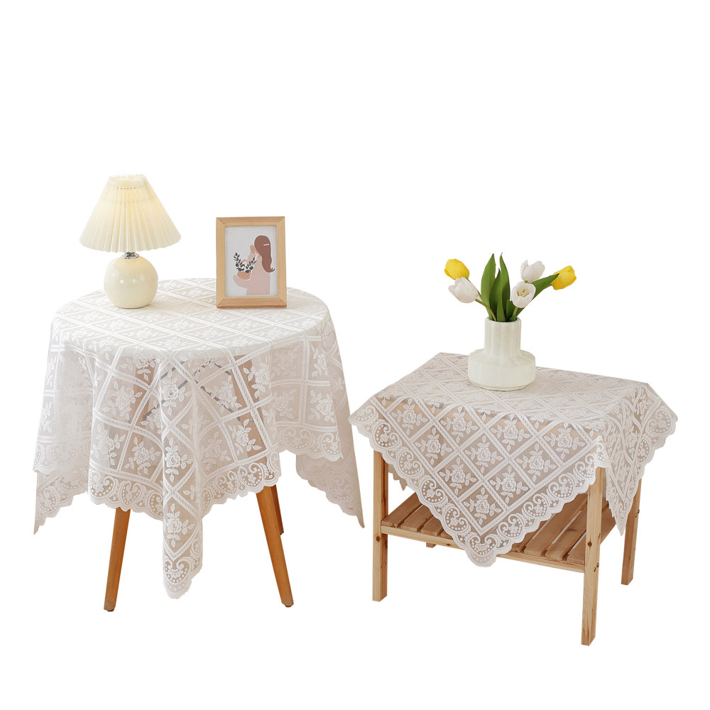 白色蕾丝桌布ins复古圆桌正方形台布茶几床头柜沙发冰箱防尘盖布,淘宝优惠券,粉丝福利购,淘宝优惠卷
