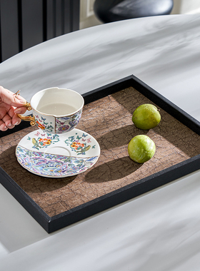 软装高级感客厅茶几上托盘茶具盘
