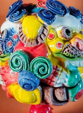 新年红陶瓷貔貅车挂摆件送礼