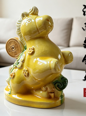 河南文创陶瓷马摆件家居装饰送礼