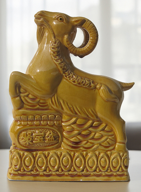 唐三彩陶瓷羊摆件风水招财羊黄色羊家居客厅玄关装饰品工艺品礼品