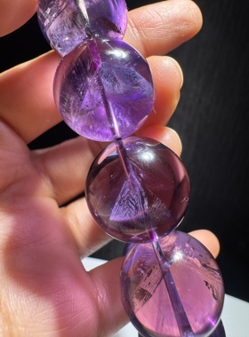 天然紫水晶晶中晶金字塔 大颗粒紫水晶负晶手串男款水晶