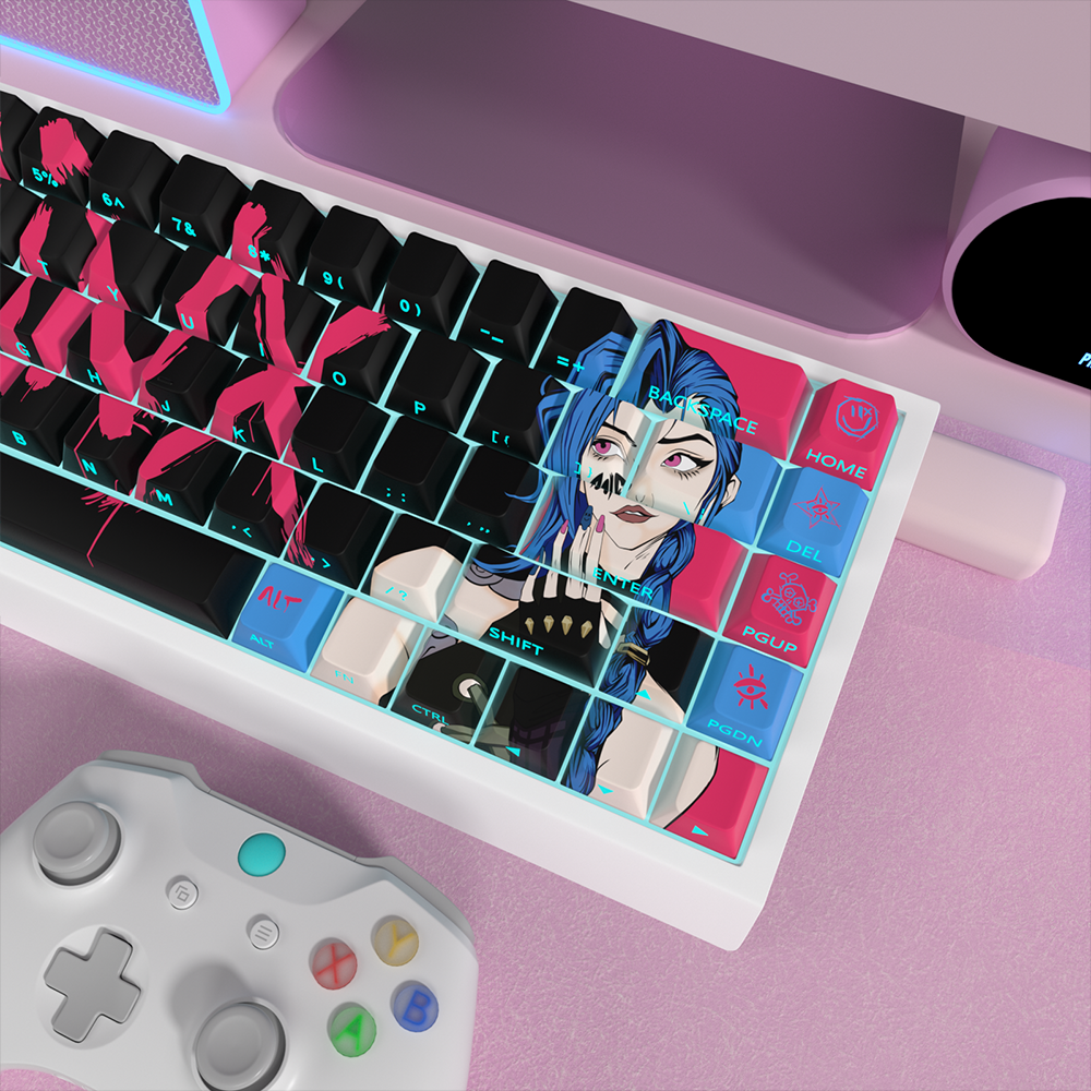 金克斯二次元主题键帽原厂侧刻透光pbt适配磁轴ND63Ace60made68 - 图3