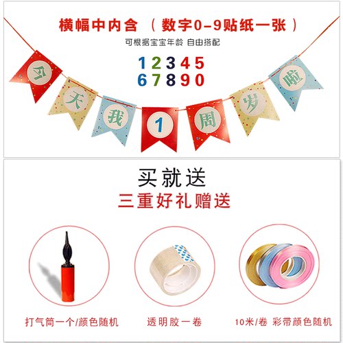 生日气球儿童生日场景布置男孩宝宝一周岁装饰百天背景墙派对用品-图1