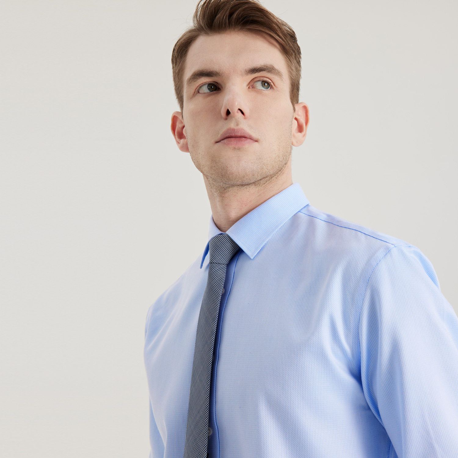 SmartFive 商务正装衬衫男蓝色纯棉dp免烫衬衫柔软成衣免烫衬衣秋 - 图1