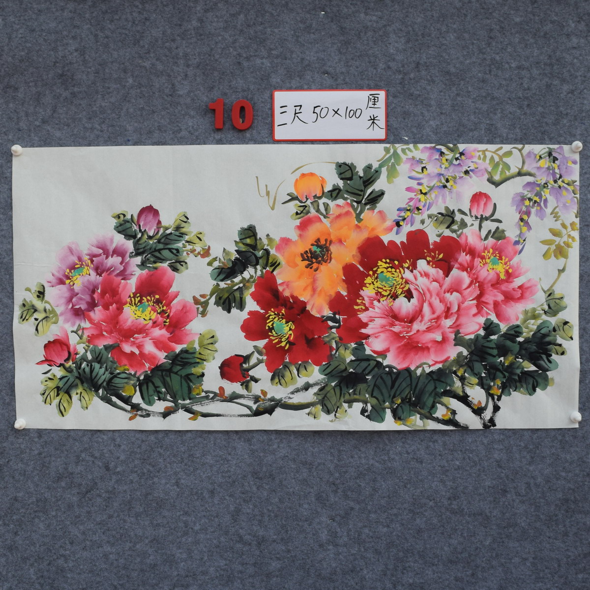 手绘花鸟国画牡丹四尺水墨写意字画客厅玄关横幅装饰书画作品E7-图3