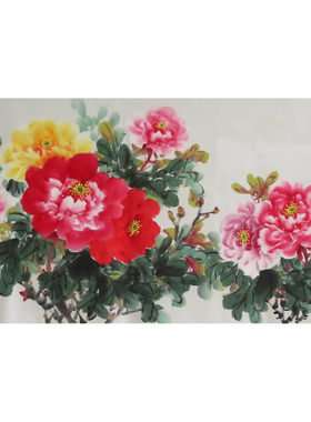 手绘花鸟牡丹画国画作品特价三尺