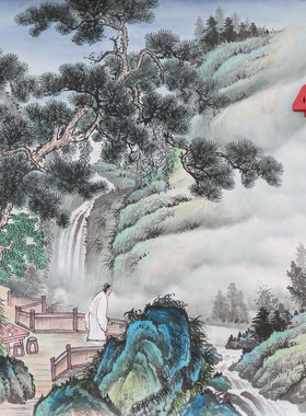 精品手绘四尺斗方仿古山水国画字画客厅装饰挂画特价无款HC591201