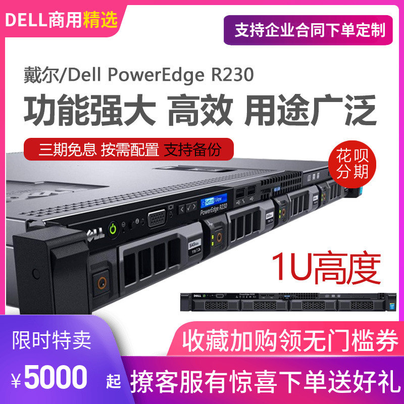 戴爾 Dell R230 R240 1U機架式檔案儲存資料庫網咖小型伺服器電腦主機至強E3財務ERP金蝶用友管家婆郵件web