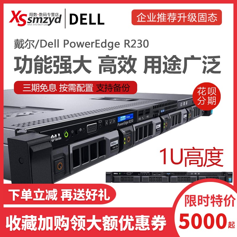戴爾Dell R230 1U機架式檔案儲存資料庫網咖小型伺服器電腦主機至強E3四核財務ERP軟體金蝶用友管家婆郵件web