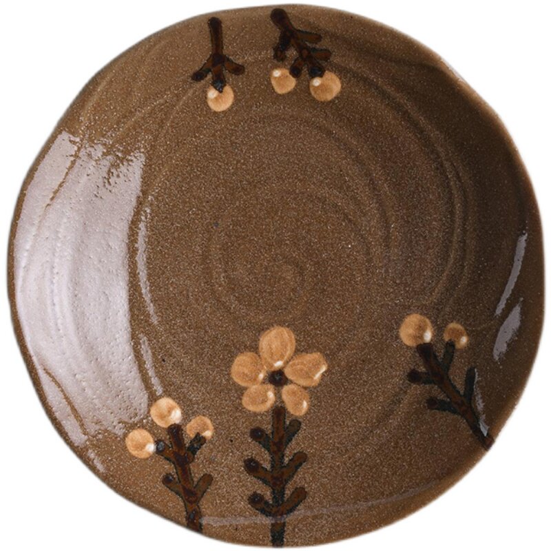 美浓烧陶瓷餐具焦糖春野系列米饭碗手绘日式和风菜盘碟子 - 图3