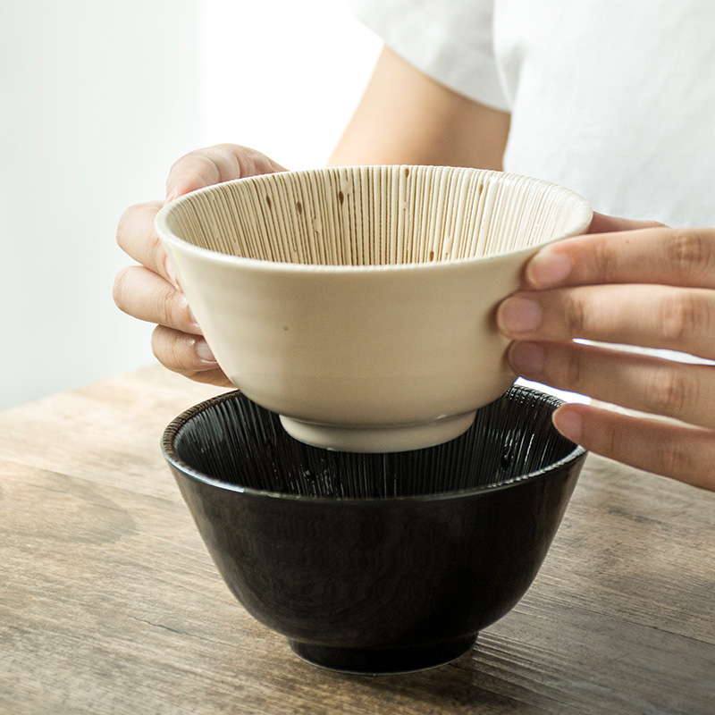 日本进口美浓烧千段十草日式拉面碗和风陶瓷家用饭碗大号沙拉碗盘 - 图2