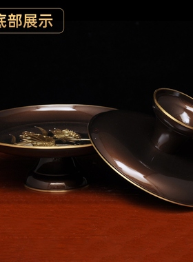 黄铜深啡莲花果盘供果盘家用供佛前财神关公观音高脚供盘贡果碟