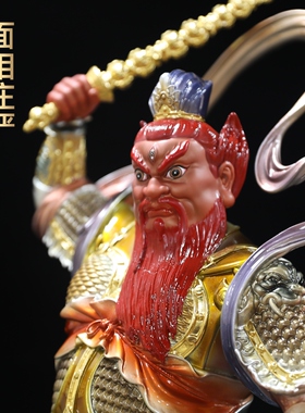 黄铜台湾珐琅彩王天君神像护法三眼王灵官铜像都天大灵官家用供奉