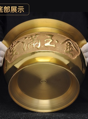 黄铜香炉家用室内供佛奉插上香烧香的大号线香盘香薰炉财神爷专用