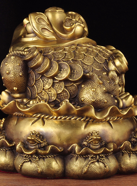 黄铜招财金蟾摆件金蟾蜍风水摆设家居客厅玄关装饰品乔迁开业礼品