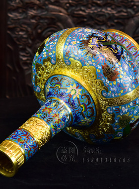 景泰蓝花瓶15寸錾胎瑞兽狮纹瓶
