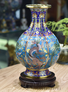 北京景泰蓝花瓶10寸12异形六瓣瓶