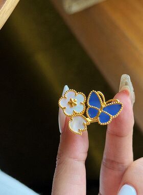 铜轻奢戒指花朵指戒高级感时尚