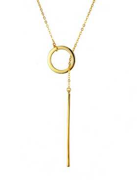 欧美不易掉色长条圆圈几何锁骨链