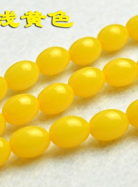 欧美跨境珠宝浅黄色豆仿蜜蜡串珠