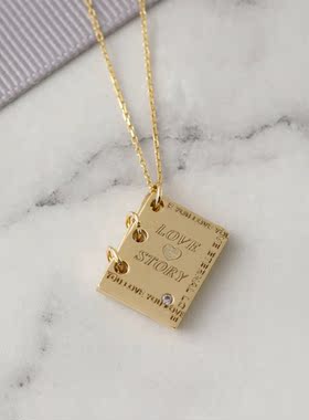 我们的故事相册开合项链女复古独立站个性英文饰品不锈钢18K金