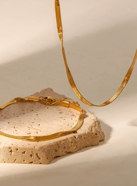 欧美INS网红18K真金镀金不锈钢首饰潮流吊坠摩登手链链式手链饰品