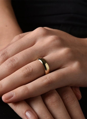 不锈钢！不掉色！欧美经典基本款百搭圆弧立体光面戒指素金指环圈