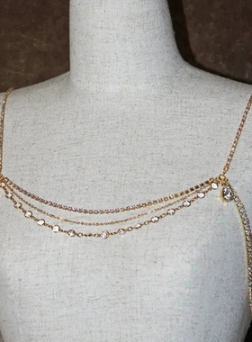 欧美盛夏温柔氛围感多层流苏后背链性感身体链水钻项链肩链chain