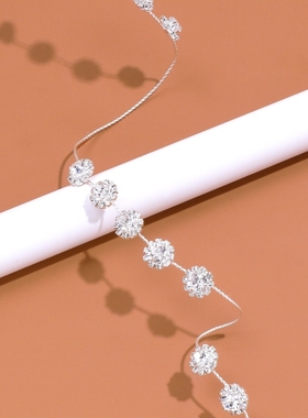 欧美花朵镶钻手链高级感百搭简约缠指水钻手链手掌戒指艺术感手镯