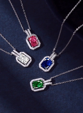 欧美跨境S925纯银项链女复古气质简约轻奢彩色锆石吊坠锁骨链