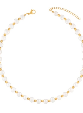 小众设计师ins博主jennie同款珍珠项链chocker珍珠不锈钢珠镀18K