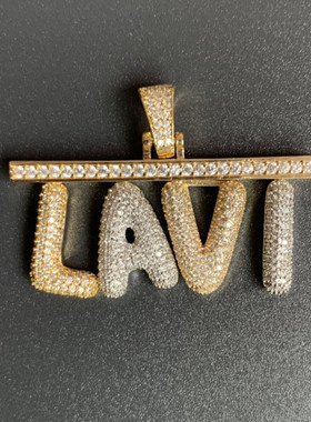 欧美定制混色横杠吊坠锆石锁骨链