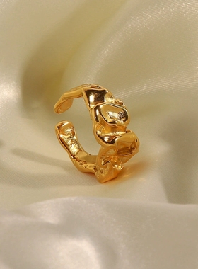 熔岩戒指ins潮个性冷淡风食指戒简约高级感百搭不锈钢不掉色戒指