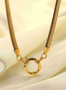 5毫米厚颈链带软圆形弹簧扣水手扣礼品首饰不锈钢金蛇链女式项链