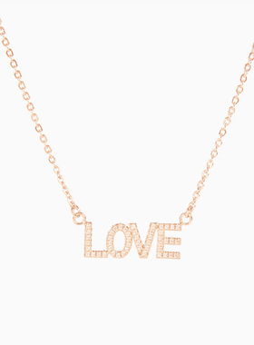 可定制！欧美嘻哈精致小版本英文字母项链锆石镶钻纤细拼接锁骨链