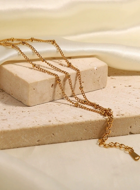 欧美INS新款摩登手链18K真金镀金不锈钢首饰双层潮流链式手链饰品