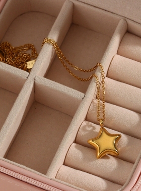 2024跨境欧美INS饰品项坠女不锈钢电镀18K空心水滴吊坠项链