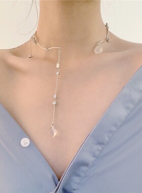 欧美水晶锆石流苏开口发箍锁骨链