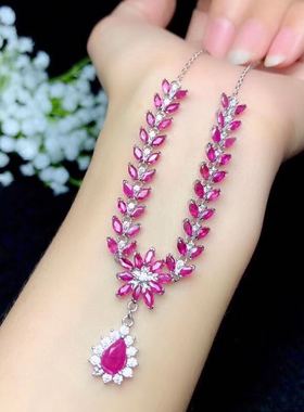 天然缅甸群镶珠宝首饰锁骨链