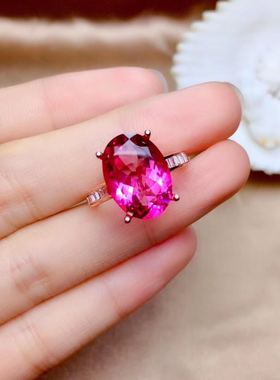 鸽子蛋纯银海蓝宝活口托帕石戒指