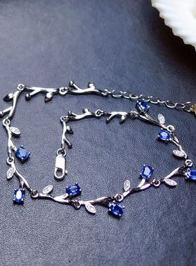 轻奢纯银原创时尚款风蓝宝石手链